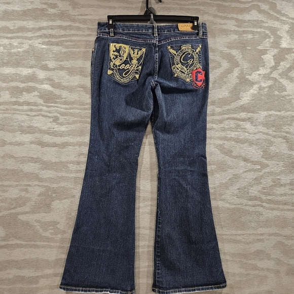 COOGI SZ 13/14 Gold Embroidered Stretch Flare Med Wash Blue Jeans Streetwear - Picture 3 of 13
